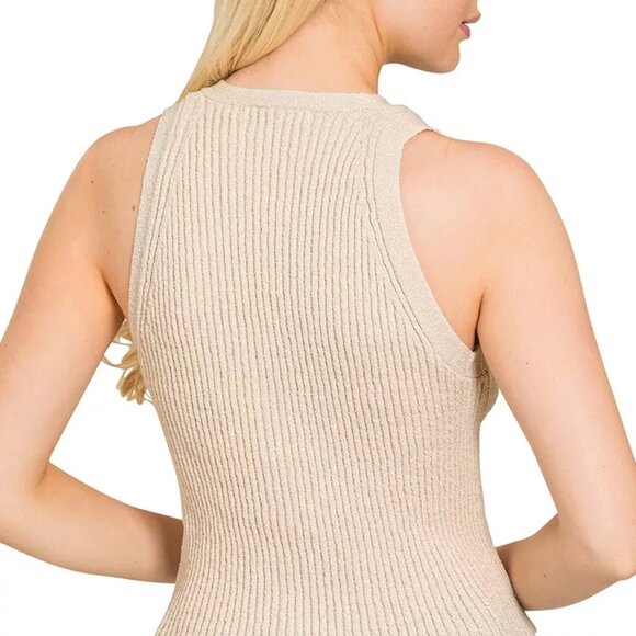Zenana Ribbed Knit Button-Down Sweater Vest - Picture 4 of 8